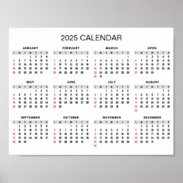 Poster Calendário 2025 Simples E Elegante | Pôster