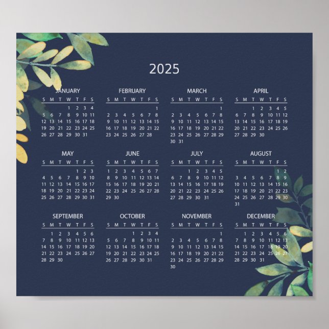 Poster Calendário 2025 Simples E Elegante | Pôster (Frente)