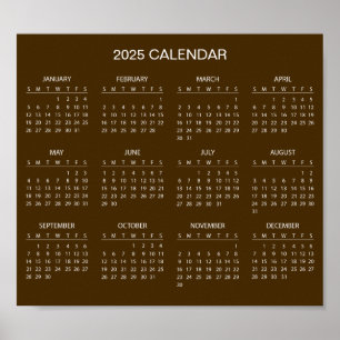 Poster Calendário 2025 Simples E Elegante Pôster