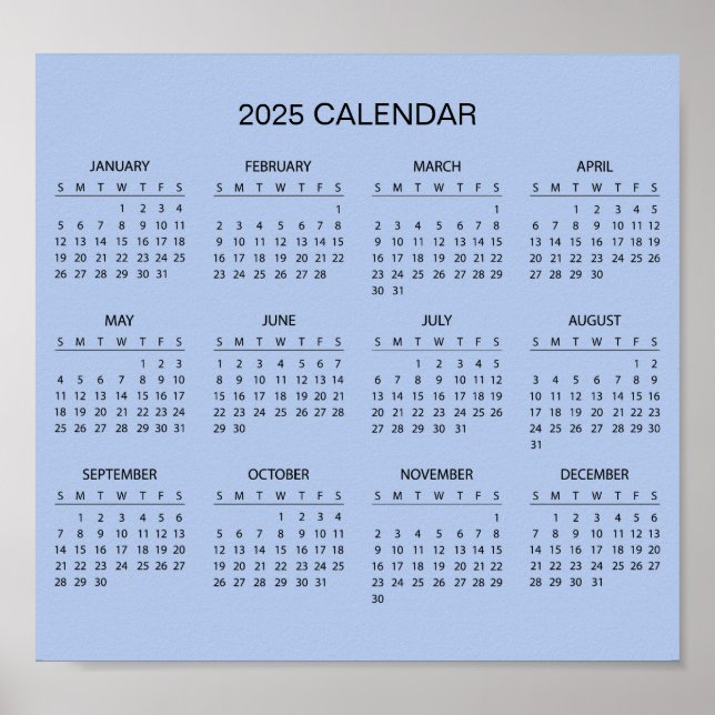 Poster Calendário 2025 Simples E Elegante | Pôster (Frente)