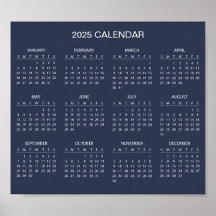 Poster Calendário 2025 Simples E Elegante   Pôster