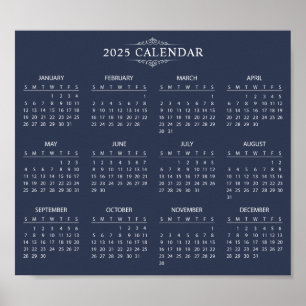 Poster Calendário 2025 Simples E Elegante   Pôster