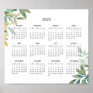 Poster Calendário 2025 Simples E Elegante   Pôster