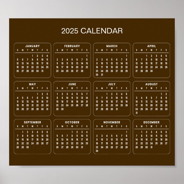 Poster Calendário 2025 Simples E Elegante | Pôster (Frente)