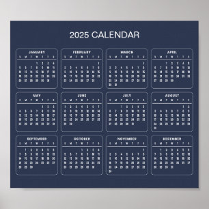 Poster Calendário 2025 Simples E Elegante Pôster