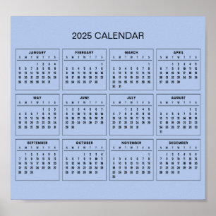 Poster Calendário 2025 Simples E Elegante   Pôster