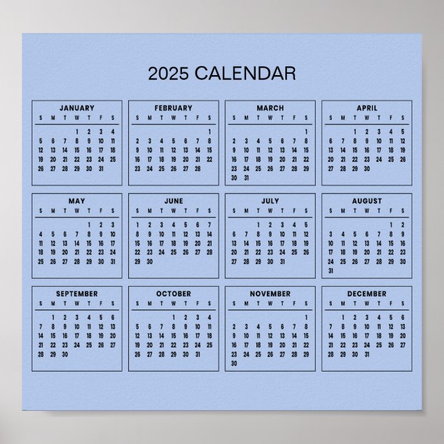 Poster Calendário 2025 Simples E Elegante | Pôster (Frente)