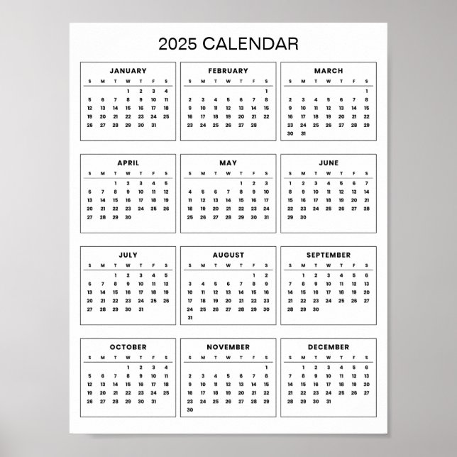 Poster Calendário 2025 Simples Mas Elegante |  (Frente)