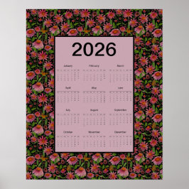 Poster Calendário 2026 Ano Inteiro Cone Flowers