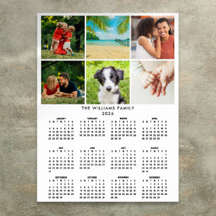 Poster Calendário 2026 Colagem de 6 Fotos Moderno