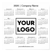 Calendário 2026 com o logotipo e nome da empresa