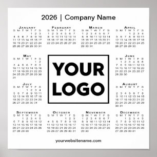 Poster Calendário 2026 com o logotipo e nome da empresa