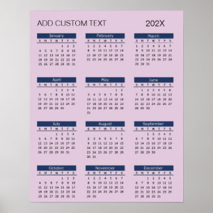 Poster Calendário 2026 com texto personalizado moderno   