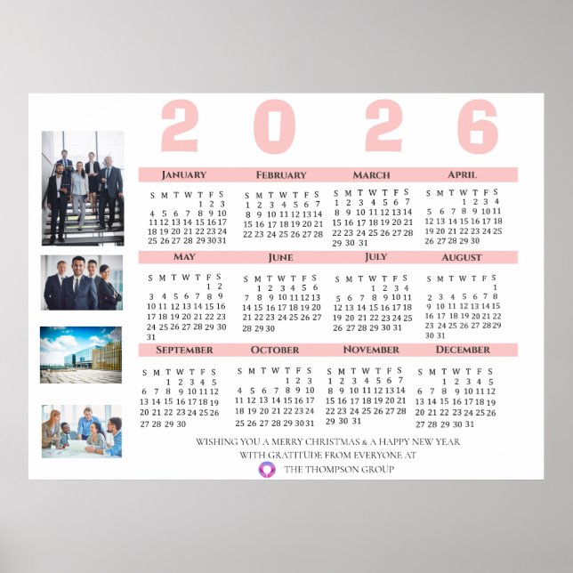 Poster Calendário 2026 Multi Foto Presente de Natal Corpo (Frente)