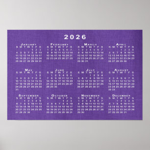 Poster Calendário 2026 na Foto do Modelo de Linen Roxo