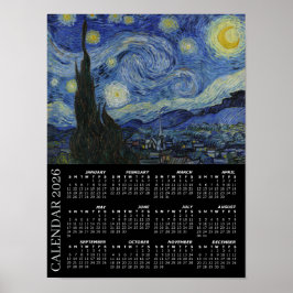 Poster Calendário 2026, Noite Estrelada / Van Gogh, Grand