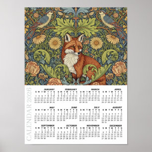 Poster Calendário 2026, Raposa do Jardim, Poupa, William