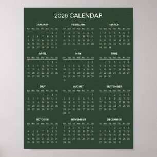 Poster Calendário 2026 Simples Mas Elegante