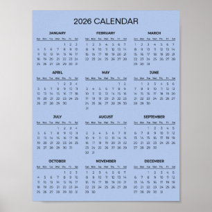 Poster Calendário 2026 Simples Mas Elegante   