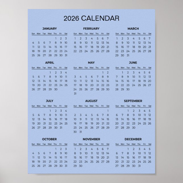 Poster Calendário 2026 Simples Mas Elegante |  (Frente)