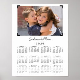 Poster Calendário 2026 Sua Foto e Nome Branco