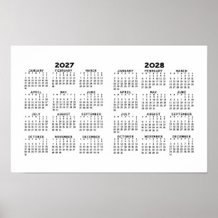 Poster Calendário 2027 2028 - Básico Minimalista 2 anos
