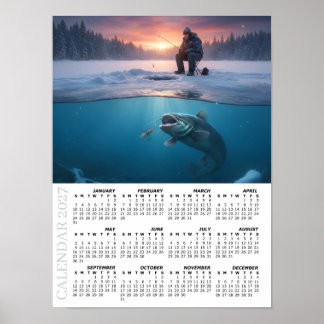 Poster Calendário 2027, Bagre, Pesca no Gelo / Peixe