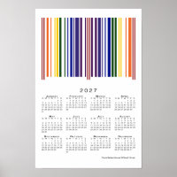 Calendário 2027 Código de Barras Arco-Íris Duplo