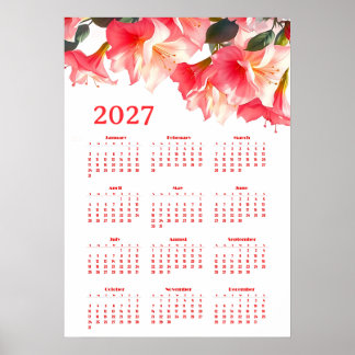 Poster Calendário 2027 com flores