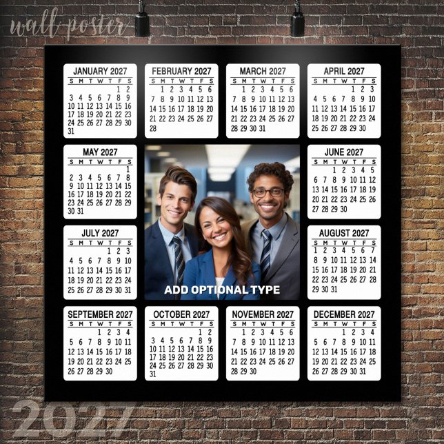 Poster Calendário 2027 com Foto Moderno Minimalista (2027 Calendar Poster)
