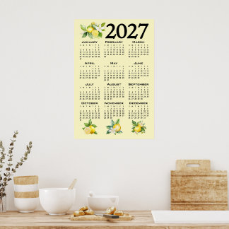 Poster Calendário 2027 Estilo Italiano Limões Amarelo