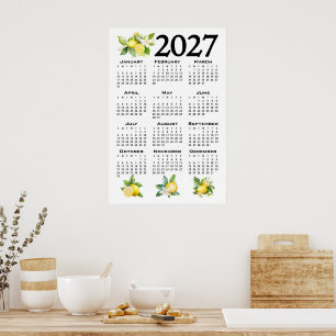 Poster Calendário 2027 Estilo Italiano Limões Branco