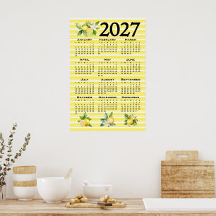 Poster Calendário 2027 Estilo Italiano Limões Listras Ama