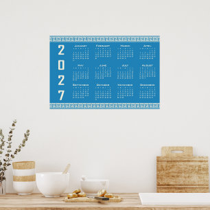 Poster Calendário 2027, Fretwork Grego, Cosmic Latte em A