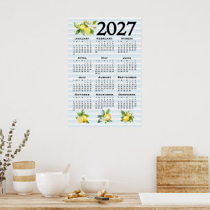 Poster Calendário 2027, Fretwork Grego, Cosmic Latte em A