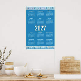 Poster Calendário 2027, Fretwork Grego, Cosmic Latte em A