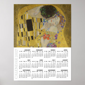 Poster Calendário 2027, Grande, O Beijo / Gustav Klimt