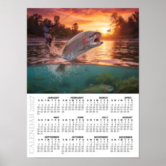 Poster Calendário 2027, Pesca com Mosca, Truta / Peixe