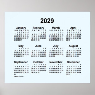 Poster Calendário 2029 Alice Blue de Janz Print