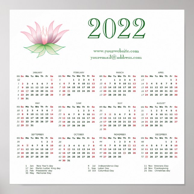 Poster Calendário 202 para negócios, adicione seu logotip (Frente)