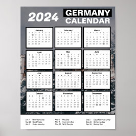 Poster Calendário alemão 2024 em inglês | Download Pdf