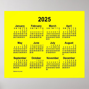 Poster Calendário Amarelo 2025 por Janz Print