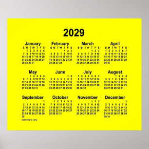Poster Calendário Amarelo 2029 por Janz Print