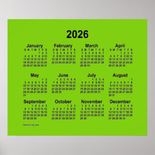 Poster Calendário Amarelo Verde 2026 por Janz Print