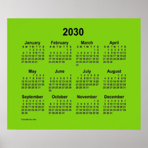 Poster Calendário Amarelo Verde 2030 por Janz Print