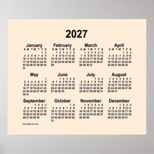 Poster Calendário Antigo Branco 2027 por Janz Print