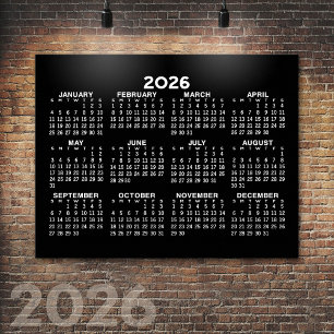 Poster Calendário Anual 2024 - horizontal - Preto