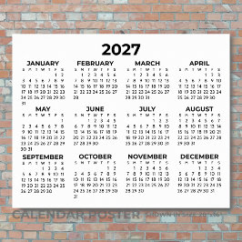 Poster Calendário Anual 2027 Minimalista Horizontal