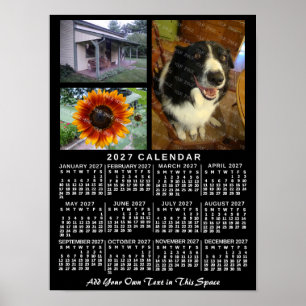 Poster Calendário Anual 2027 Preto 3 Fotos Mensais Person