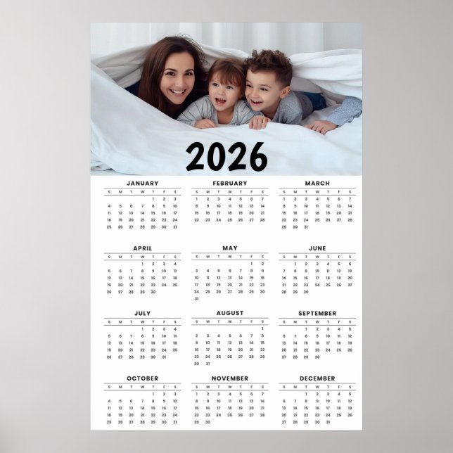 Poster Calendário Anual com Foto Personalizável  (Frente)